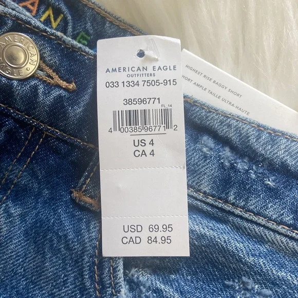 NWT American Eagle Highest Rise Sz 4 Baggy Embroidery Women’s Shorts - Picture 13 of 13